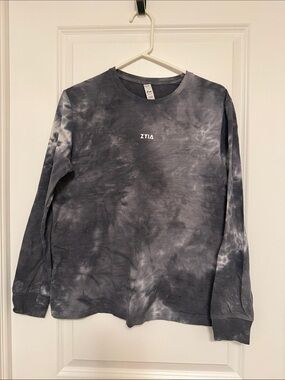 ZYIA Men's Long Sleeve Tie-Dye Crewneck Shirt - Charcoal